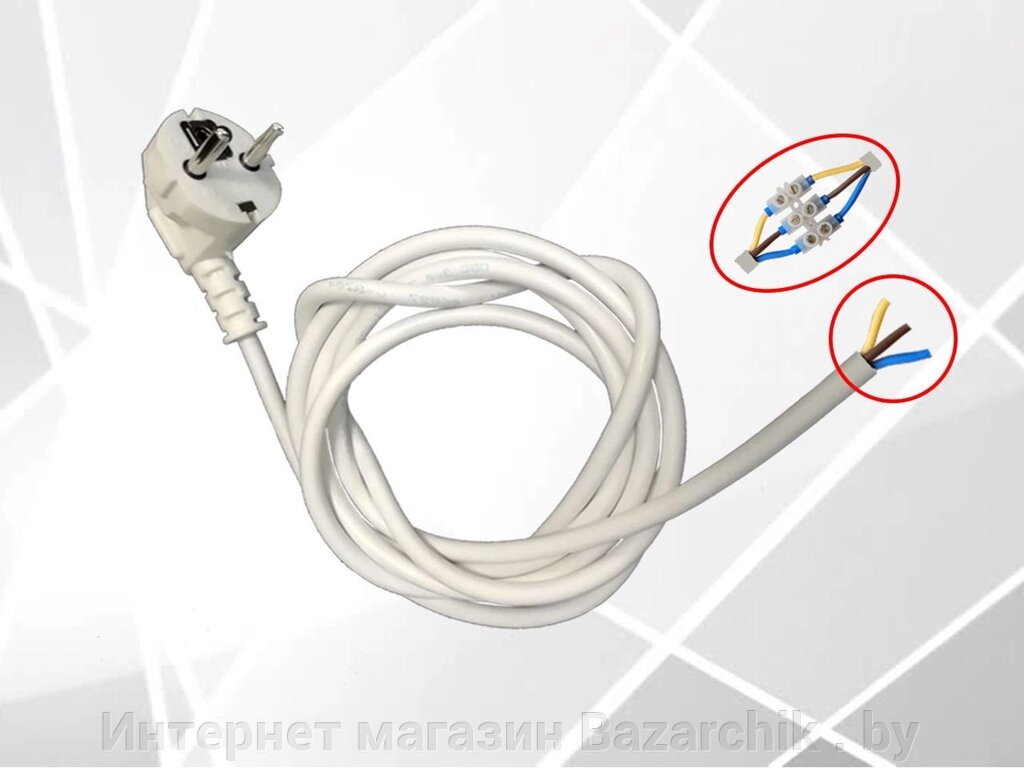 Шнур с вилкой армированный (1,8 м) ПВС от компании Интернет магазин Bazarchik . by - фото 1