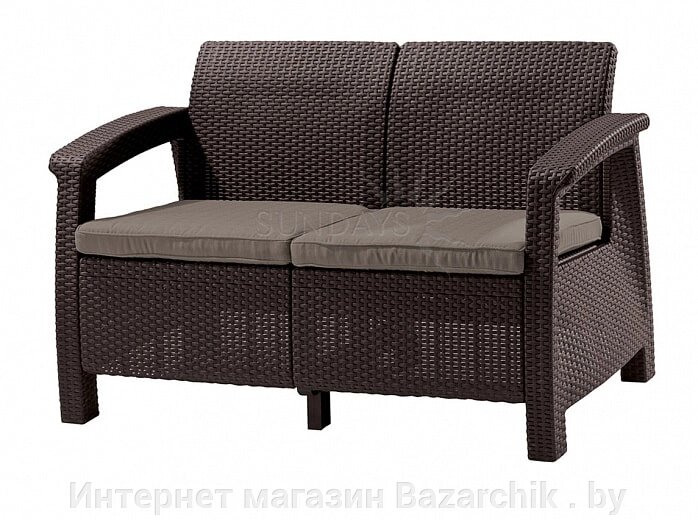 Скамья двухместная Corfu Love Seat, коричневый от компании Интернет магазин Bazarchik . by - фото 1