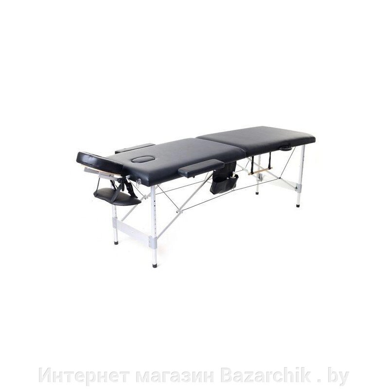 Складной 2-х секционный алюминиевый массажный стол BodyFit, черный 70 см от компании Интернет магазин Bazarchik . by - фото 1