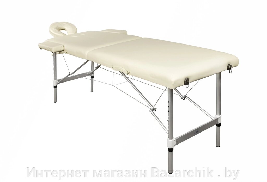 Складной 2-х секционный алюминиевый массажный стол BodyFit, кремовый 70 см от компании Интернет магазин Bazarchik . by - фото 1