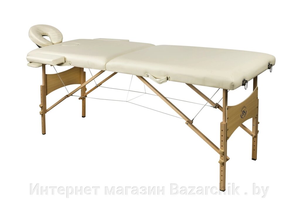 Складной 2-х секционный деревянный массажный стол BodyFit, кремовый 60 см от компании Интернет магазин Bazarchik . by - фото 1