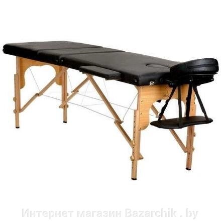 Складной 3-х секционный деревянный массажный стол BodyFit 60 см (черный) от компании Интернет магазин Bazarchik . by - фото 1