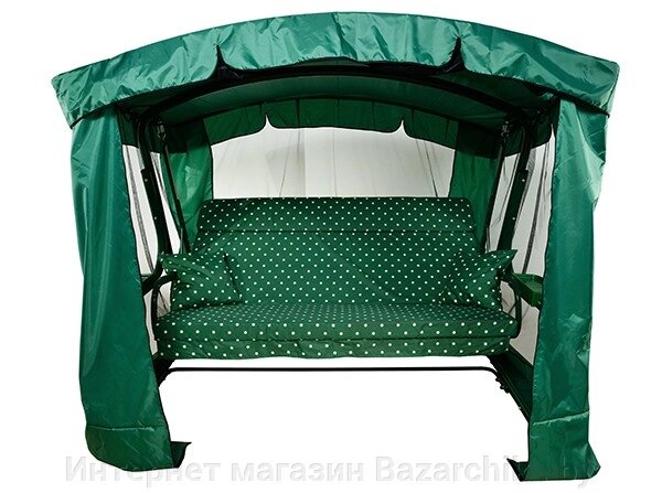 Тент с противомоскитной сеткой для садовых качелей Ранго (зеленый, 2200х1450 мм) от компании Интернет магазин Bazarchik . by - фото 1