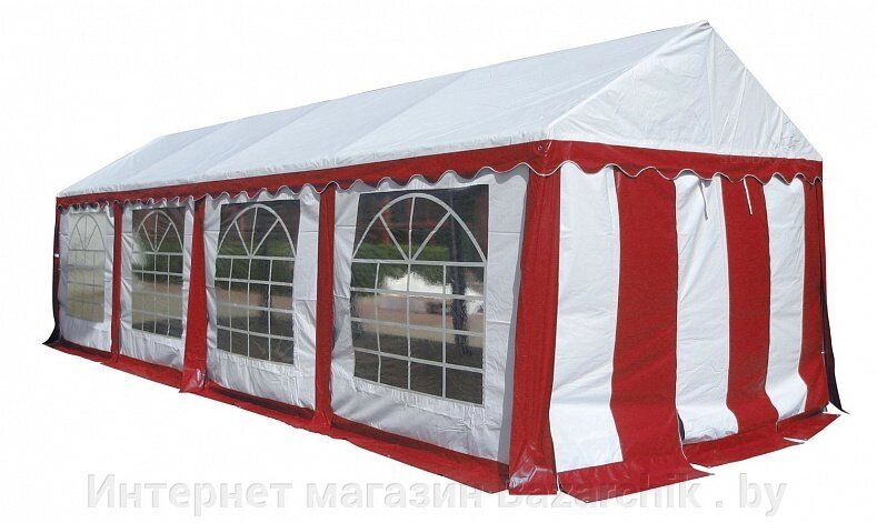 Тент-шатер ПВХ, 3х8 м, цвет белый с красным от компании Интернет магазин Bazarchik . by - фото 1