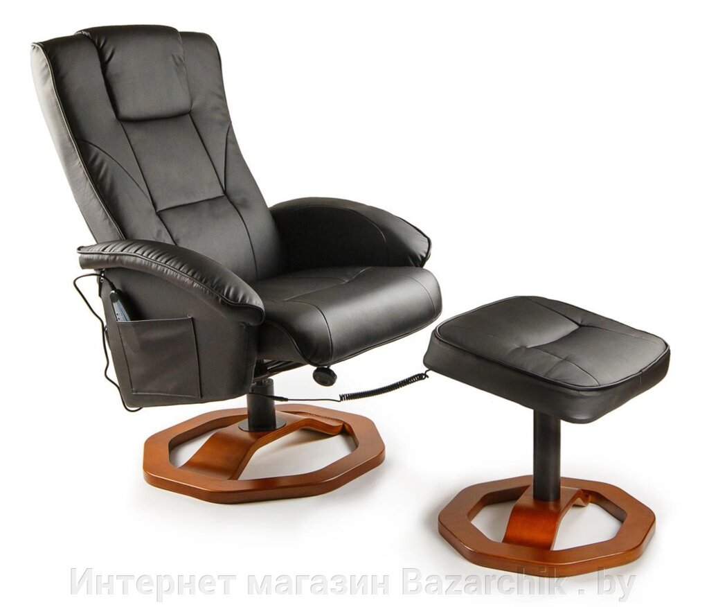 TV-кресло Calviano 92 с пуфом (черное, массаж) от компании Интернет магазин Bazarchik . by - фото 1