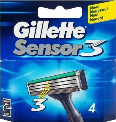 Сменные кассеты для бритья Gillette Sensor3 4 шт. от компании Магнит Сухарево - фото 1