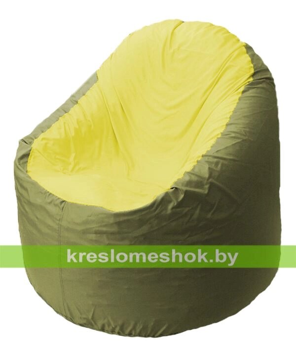 Кресло мешок Bravo B1.1-29 (основа оливковая, вставка жёлтая) от компании Интернет-магазин "Kreslomeshok" - фото 1