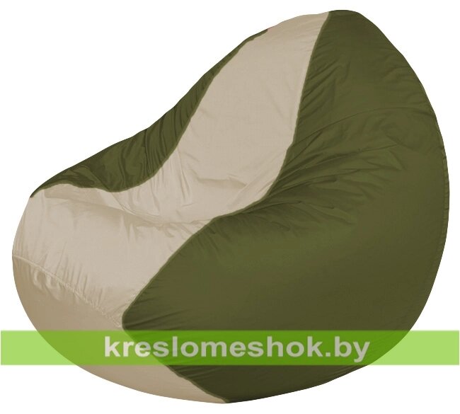 Кресло мешок Classic К2.1-111 (основа оливковая тёмная, вставка бежевая) от компании Интернет-магазин "Kreslomeshok" - фото 1