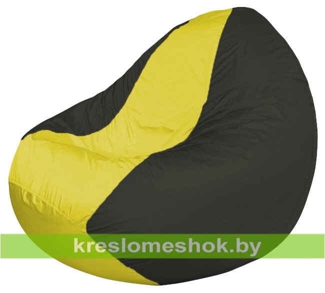 Кресло мешок Classic К2.1-128 (основа чёрная, вставка жёлтая) от компании Интернет-магазин "Kreslomeshok" - фото 1