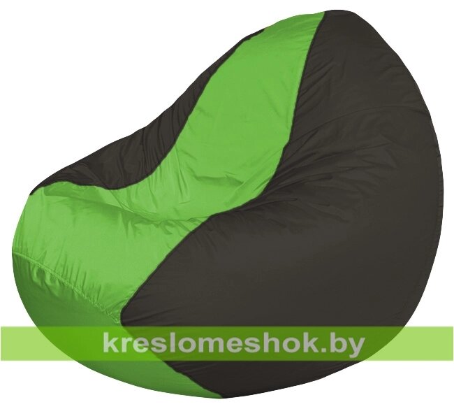 Кресло мешок Classic К2.1-129 (основа чёрная, вставка салатовая) от компании Интернет-магазин "Kreslomeshok" - фото 1