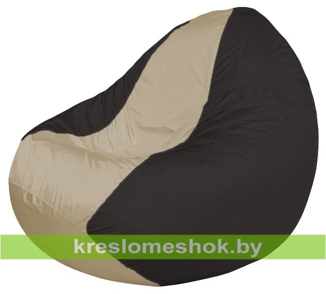 Кресло мешок Classic К2.1-131 (основа чёрная, вставка бежевая) от компании Интернет-магазин "Kreslomeshok" - фото 1