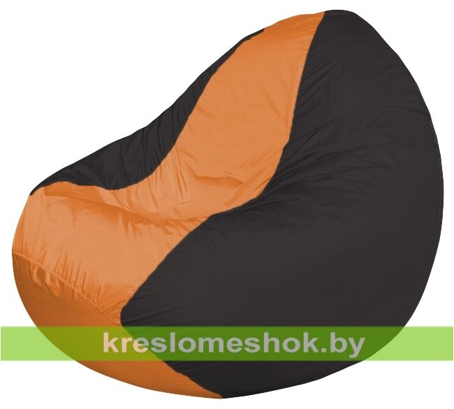 Кресло мешок Classic К2.1-134 (основа чёрная, вставка оранжевая) от компании Интернет-магазин "Kreslomeshok" - фото 1