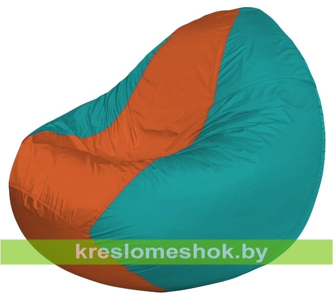Кресло мешок Classic К2.1-142 (основа бирюзовая, вставка оранжевая) от компании Интернет-магазин "Kreslomeshok" - фото 1