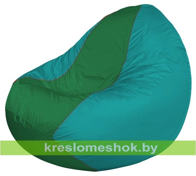 Кресло мешок Classic К2.1-145 (основа бирюзовая, вставка зелёная) от компании Интернет-магазин "Kreslomeshok" - фото 1
