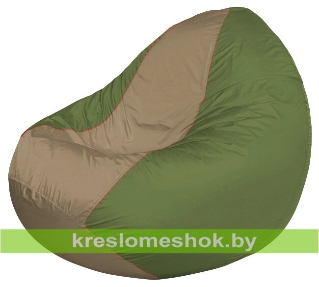 Кресло мешок Classic К2.1-155 (основа оливковая, вставка бежевая тёмная) от компании Интернет-магазин "Kreslomeshok" - фото 1