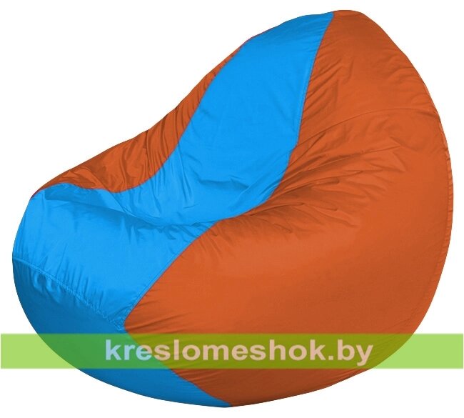 Кресло мешок Classic К2.1-156 (основа оранжевая, вставка голубая) от компании Интернет-магазин "Kreslomeshok" - фото 1