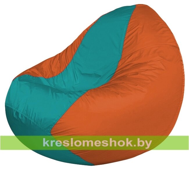 Кресло мешок Classic К2.1-160 (основа оранжевая, вставка бирюзовая) от компании Интернет-магазин "Kreslomeshok" - фото 1