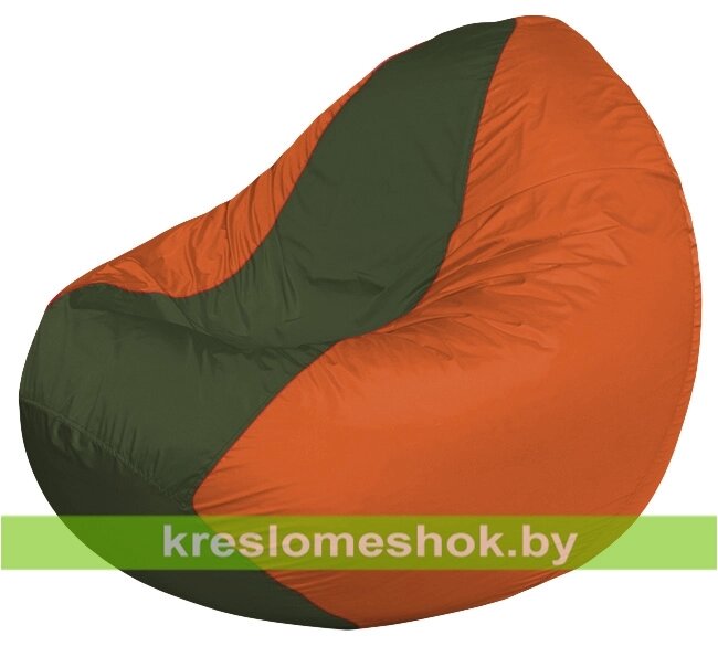 Кресло мешок Classic К2.1-163 (основа оранжевая, вставка оливковая тёмная) от компании Интернет-магазин "Kreslomeshok" - фото 1