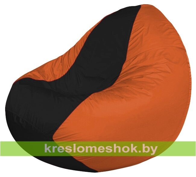 Кресло мешок Classic К2.1-165 (основа оранжевая, вставка чёрная) от компании Интернет-магазин "Kreslomeshok" - фото 1