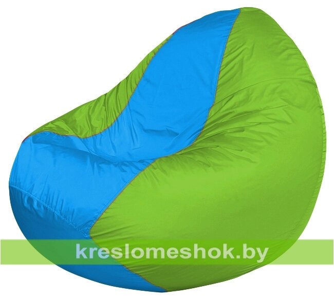 Кресло мешок Classic К2.1-175 (основа салатовая, вставка голубая) от компании Интернет-магазин "Kreslomeshok" - фото 1