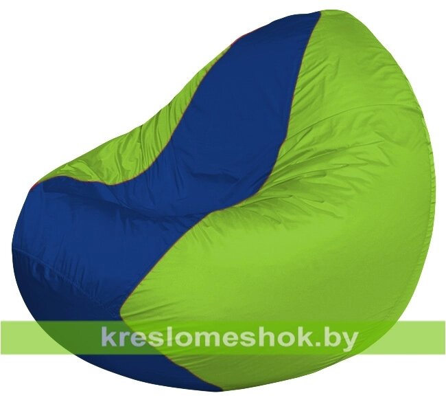 Кресло мешок Classic К2.1-181 (основа салатовая, вставка синяя) от компании Интернет-магазин "Kreslomeshok" - фото 1