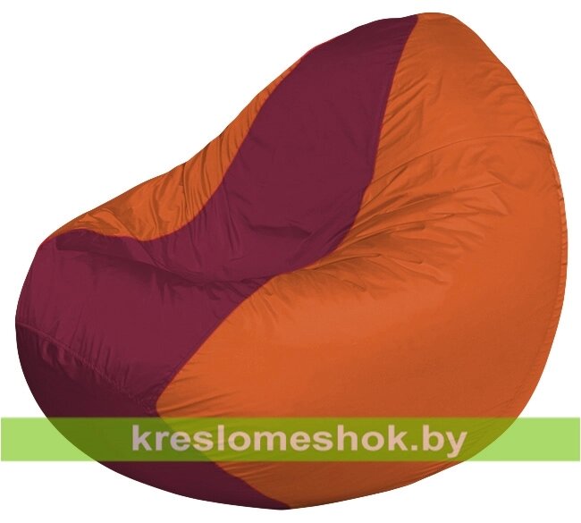 Кресло мешок Classic К2.1-182 (основа оранжевая, вставка бордовая) от компании Интернет-магазин "Kreslomeshok" - фото 1