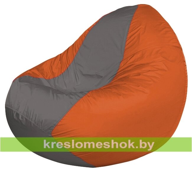 Кресло мешок Classic К2.1-183 (основа оранжевая, вставка серая) от компании Интернет-магазин "Kreslomeshok" - фото 1