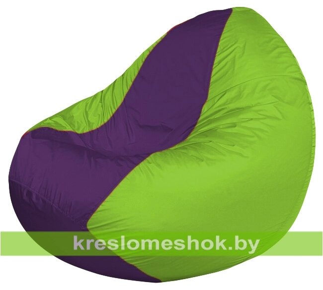 Кресло мешок Classic К2.1-185 (основа салатовая, вставка фиолетовая) от компании Интернет-магазин "Kreslomeshok" - фото 1