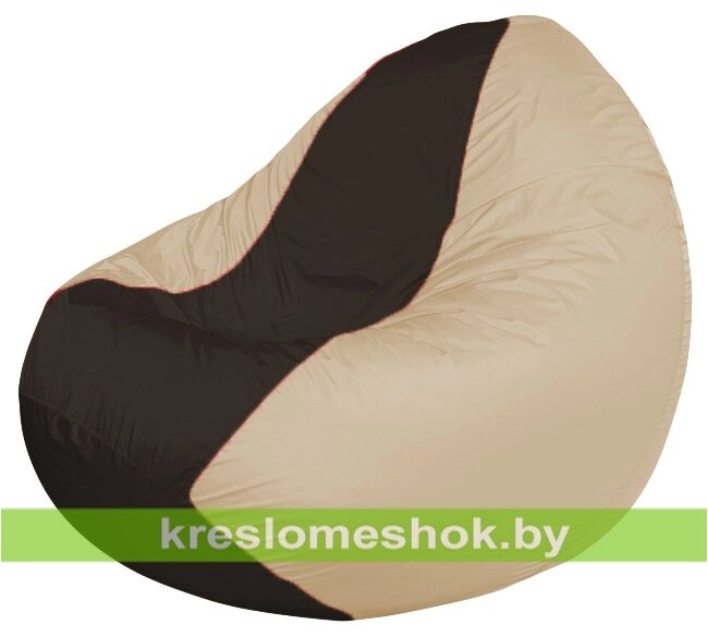 Кресло мешок Classic К2.1-191 (основа бежевая, вставка коричневая) от компании Интернет-магазин "Kreslomeshok" - фото 1