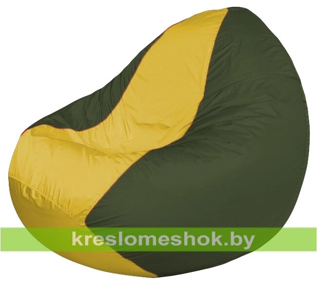 Кресло мешок Classic К2.1-218 (основа оливковая тёмная, вставка жёлтая) от компании Интернет-магазин "Kreslomeshok" - фото 1
