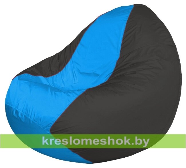 Кресло мешок Classic К2.1-222 (основа серая тёмная, вставка голубая) от компании Интернет-магазин "Kreslomeshok" - фото 1