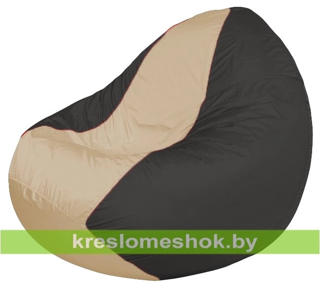 Кресло мешок Classic К2.1-225 (основа серая тёмная, вставка бежевая) от компании Интернет-магазин "Kreslomeshok" - фото 1