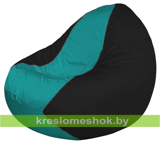 Кресло мешок Classic К2.1-242 (основа чёрная, вставка бирюзовая) от компании Интернет-магазин "Kreslomeshok" - фото 1