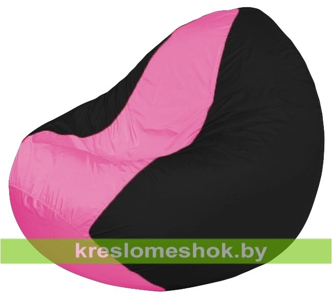 Кресло мешок Classic К2.1-243 (основа чёрная, вставка розовая) от компании Интернет-магазин "Kreslomeshok" - фото 1