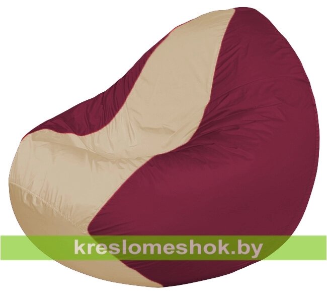 Кресло мешок Classic К2.1-249 (основа бордовая, вставка бежевая) от компании Интернет-магазин "Kreslomeshok" - фото 1