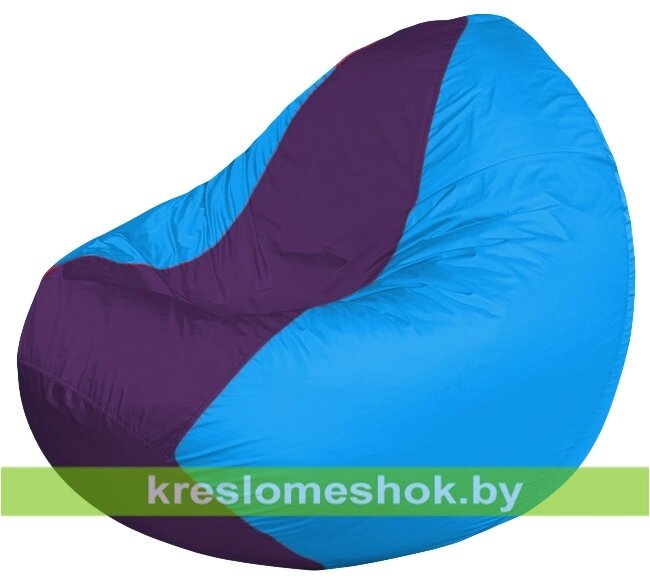 Кресло мешок Classic К2.1-253 (основа голубая, вставка фиолетовая) от компании Интернет-магазин "Kreslomeshok" - фото 1