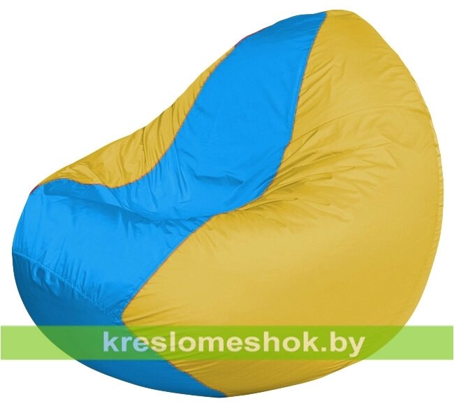 Кресло мешок Classic К2.1-256 (основа жёлтая, вставка голубая) от компании Интернет-магазин "Kreslomeshok" - фото 1