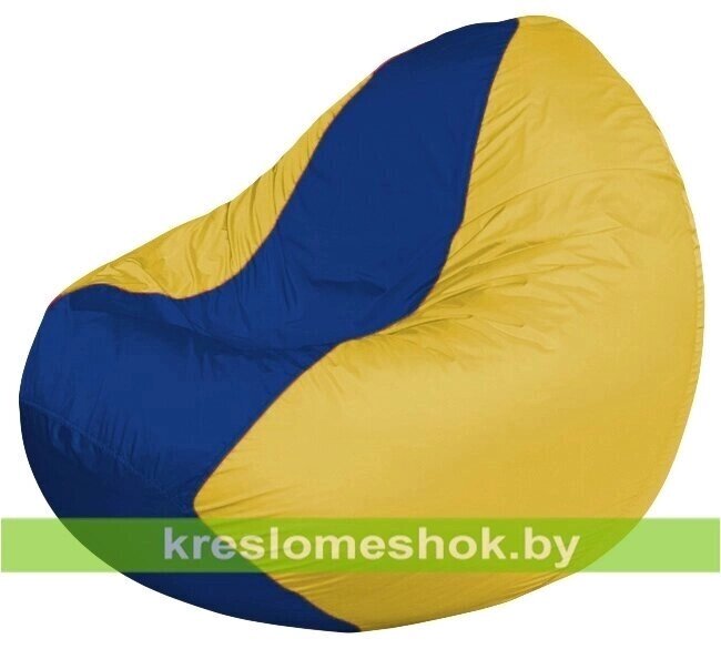 Кресло мешок Classic К2.1-259 (основа жёлтая, вставка синяя) от компании Интернет-магазин "Kreslomeshok" - фото 1