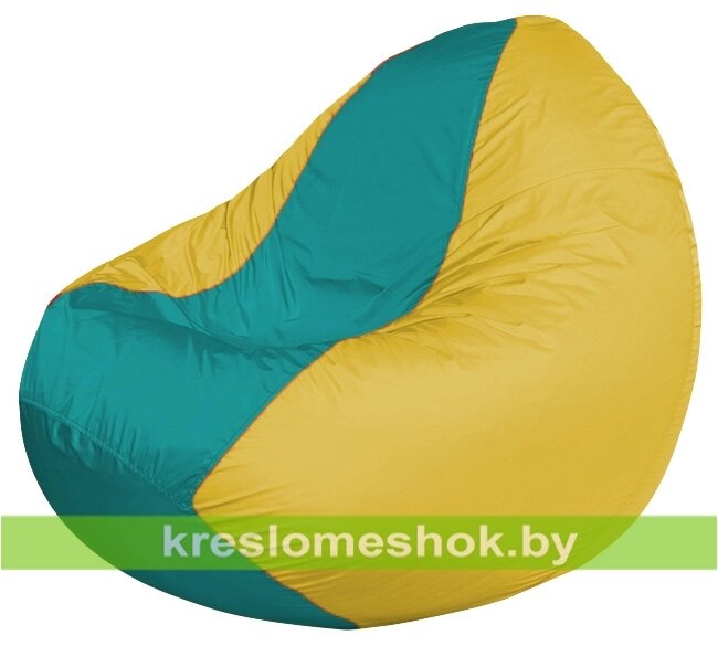 Кресло мешок Classic К2.1-261 (основа жёлтая, вставка бирюзовая) от компании Интернет-магазин "Kreslomeshok" - фото 1