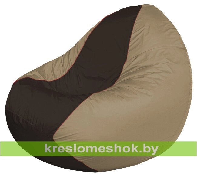 Кресло мешок Classic К2.1-33 (основа бежевая тёмная, вставка коричневая) от компании Интернет-магазин "Kreslomeshok" - фото 1