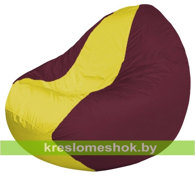Кресло мешок Classic К2.1-44 (основа бордовая, вставка жёлтая) от компании Интернет-магазин "Kreslomeshok" - фото 1