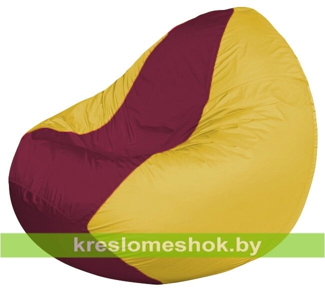 Кресло мешок Classic К2.1-59 (основа жёлтая, вставка бордовая) от компании Интернет-магазин "Kreslomeshok" - фото 1