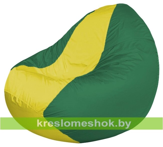 Кресло мешок Classic К2.1-60 (основа зелёная, вставка жёлтая) от компании Интернет-магазин "Kreslomeshok" - фото 1