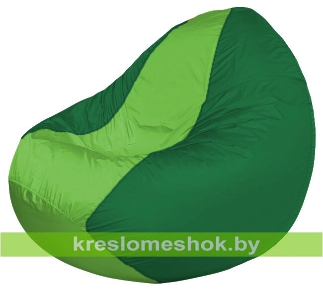 Кресло мешок Classic К2.1-63 (основа зелёная, вставка салатовая) от компании Интернет-магазин "Kreslomeshok" - фото 1