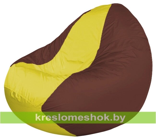 Кресло мешок Classic К2.1-65 (основа коричневая, вставка жёлтая) от компании Интернет-магазин "Kreslomeshok" - фото 1