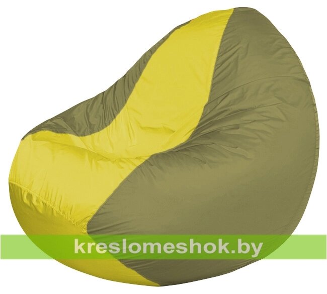 Кресло мешок Classic К2.1-68 (основа оливковая, вставка жёлтая) от компании Интернет-магазин "Kreslomeshok" - фото 1