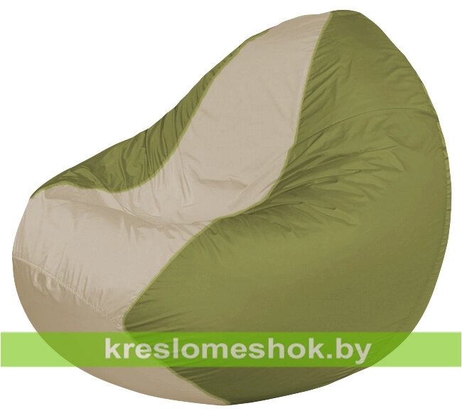 Кресло мешок Classic К2.1-70 (основа оливковая, вставка бежевая) от компании Интернет-магазин "Kreslomeshok" - фото 1