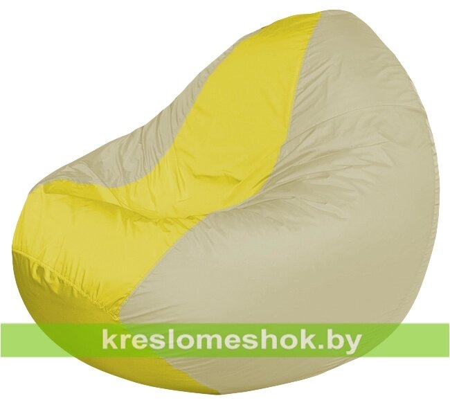 Кресло мешок Classic К2.1-81 (основа бежевая, вставка жёлтая) от компании Интернет-магазин "Kreslomeshok" - фото 1