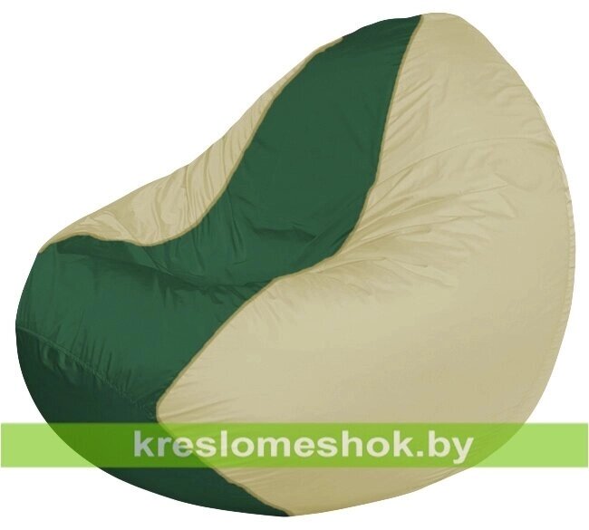 Кресло мешок Classic К2.1-82 (основа бежевая, вставка зелёная) от компании Интернет-магазин "Kreslomeshok" - фото 1
