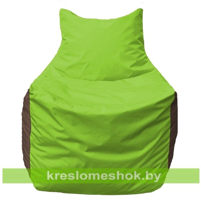 Кресло мешок Фокс Ф2.1-165 (основа салатовая, вставка коричневая) от компании Интернет-магазин "Kreslomeshok" - фото 1